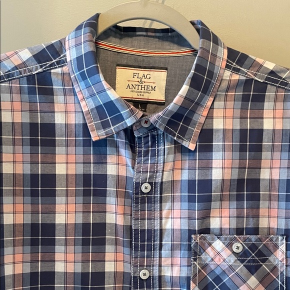 Men’s Flag & Anthem Plaid Button Down Shirt in Size Large - Picture 6 of 8